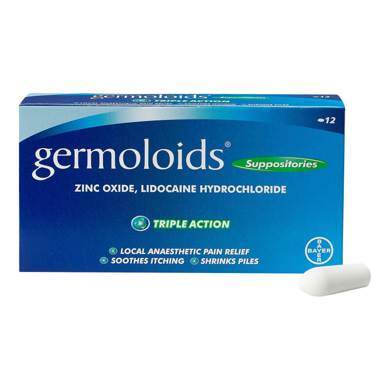 Germoloids Triple Action Suppositories - 12 Suppositories