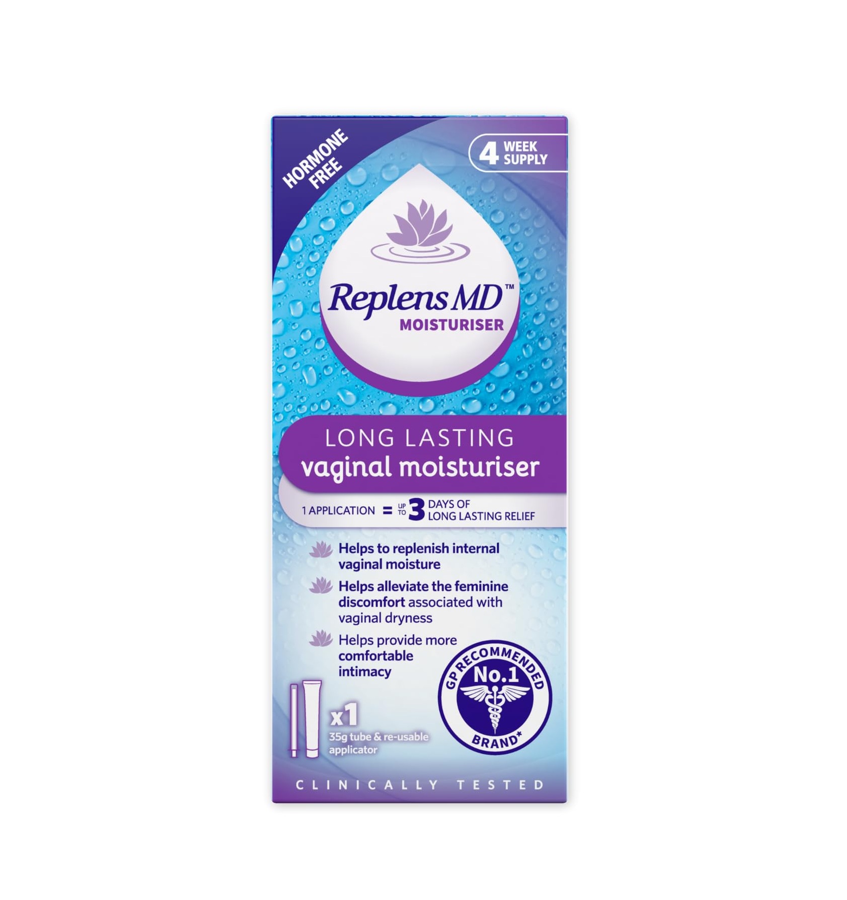 Replens - Longer Lasting Vaginal Moisturiser - 35g Tube & Applicator