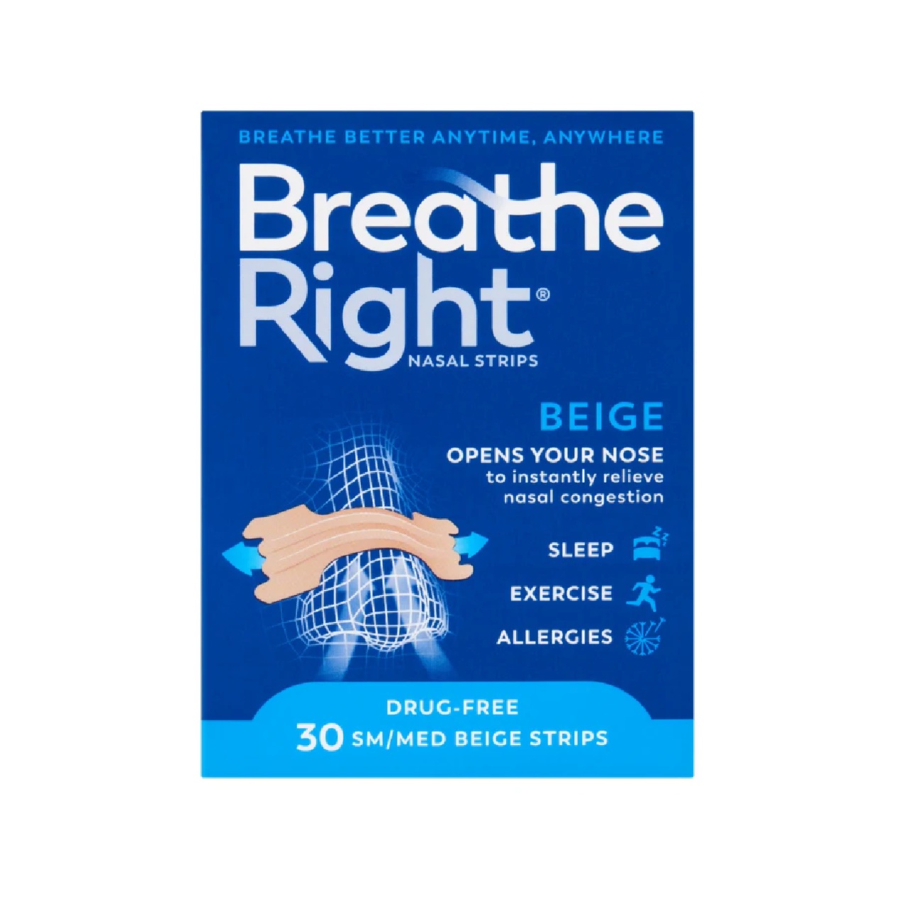 Breathe Right Congestion Relief Nasal Strips Original Small/Medium - 30 Strips