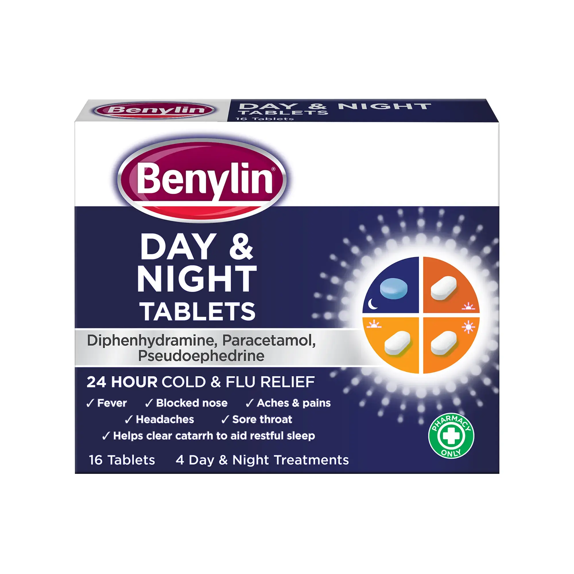 Benylin Day and Night Tablets - 16 Tablets