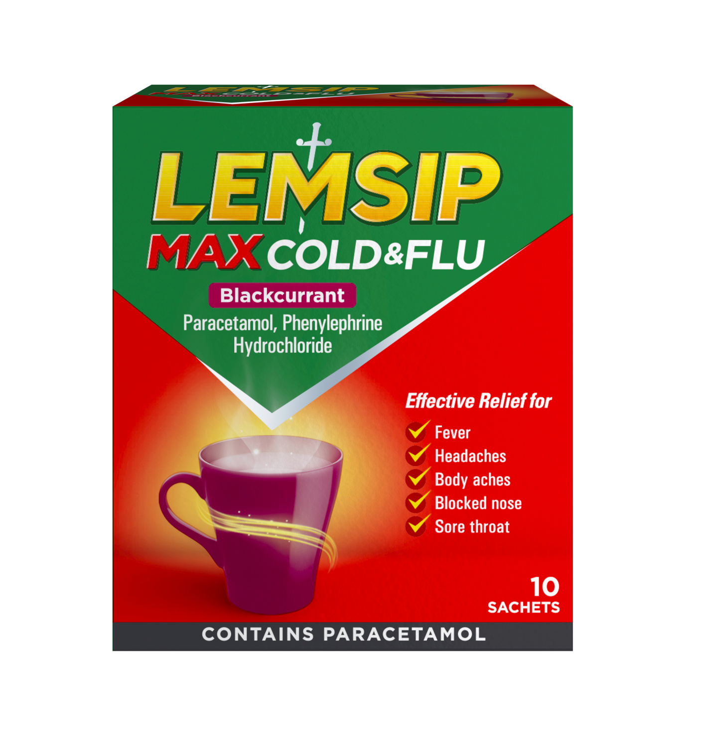Lemsip Max Cold And Flu Blackcurrant - 10 Sachets