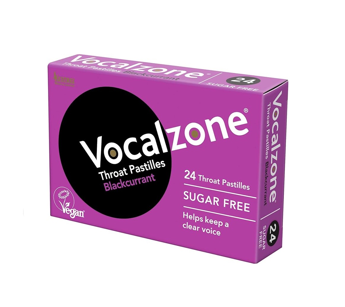 Vocalzone Blackcurrant Sugar Free - Sore Throat Relief Pastilles - Pack of 3