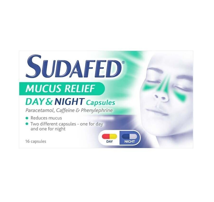 Sudafed Mucus Relief Day & Night - 16 Capsules