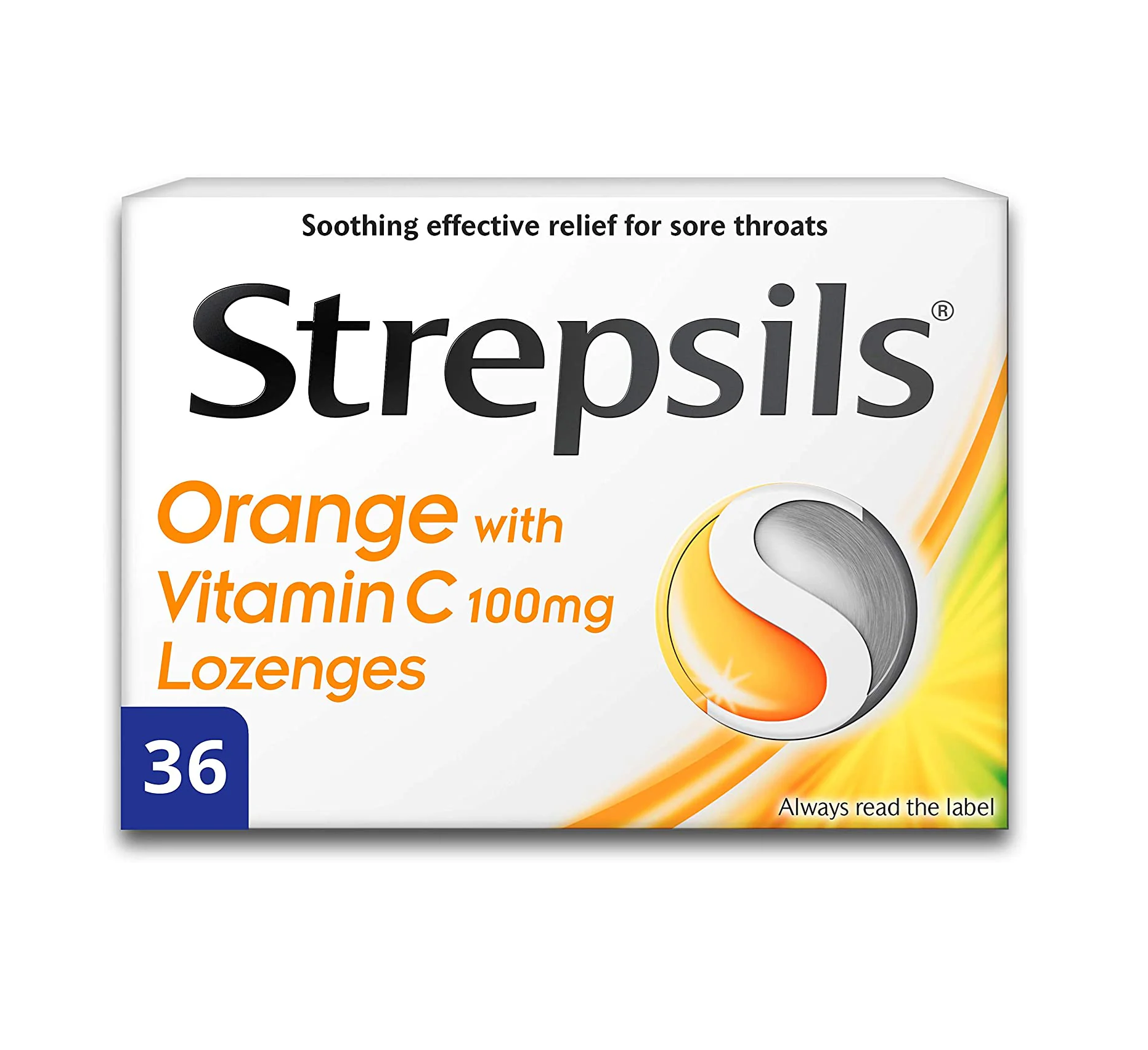 Strepsils Orange with Vitamin C 100mg – 36 Lozenges