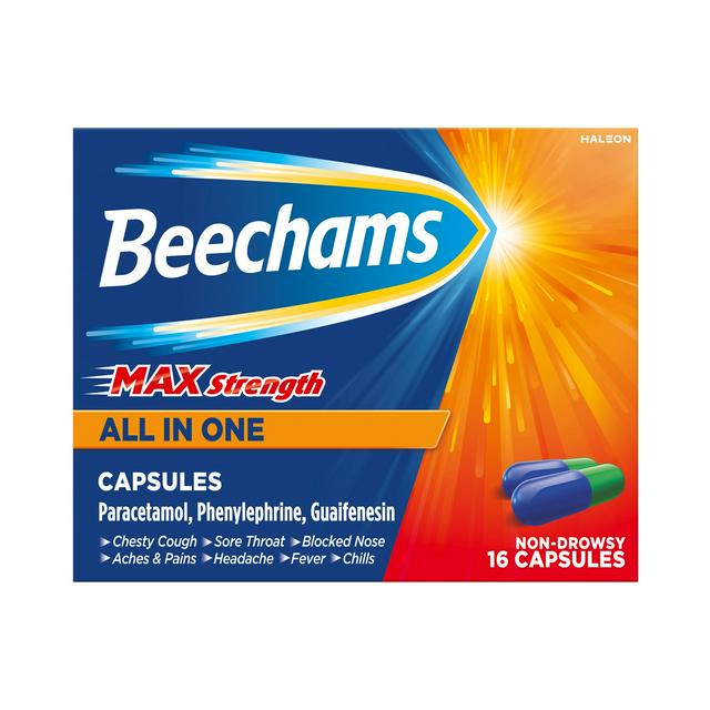 Beechams Max Strength All In One Cold and Flu Relief - 16 Capsules
