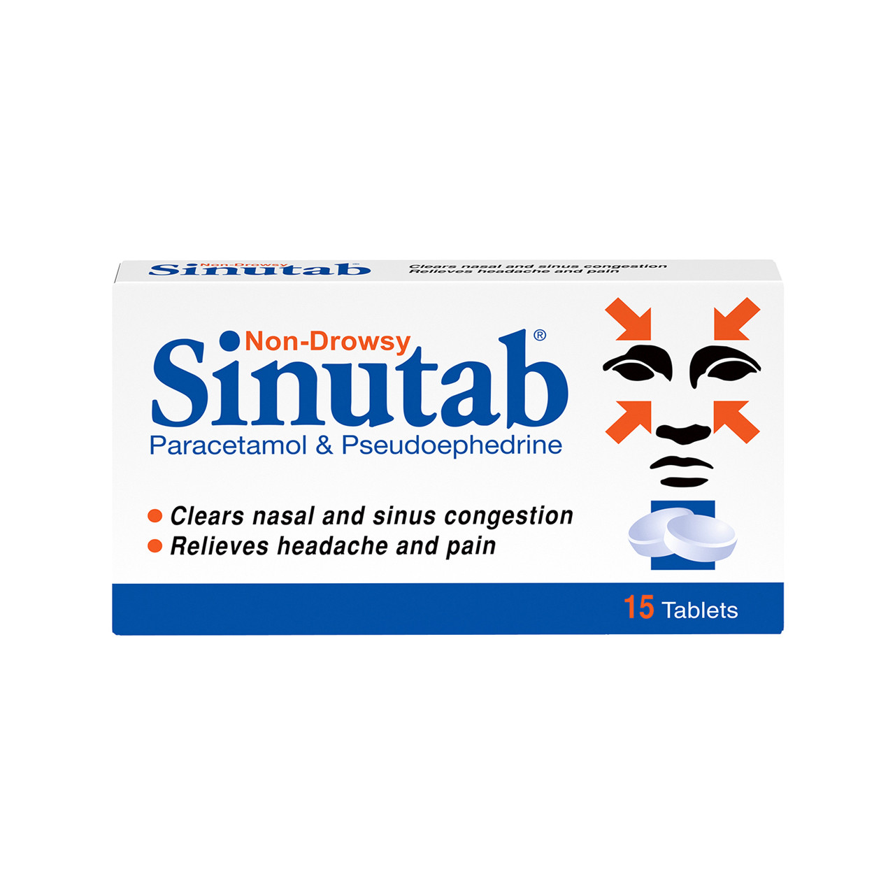 Sinutab Non Drowsy - 15 Tablets