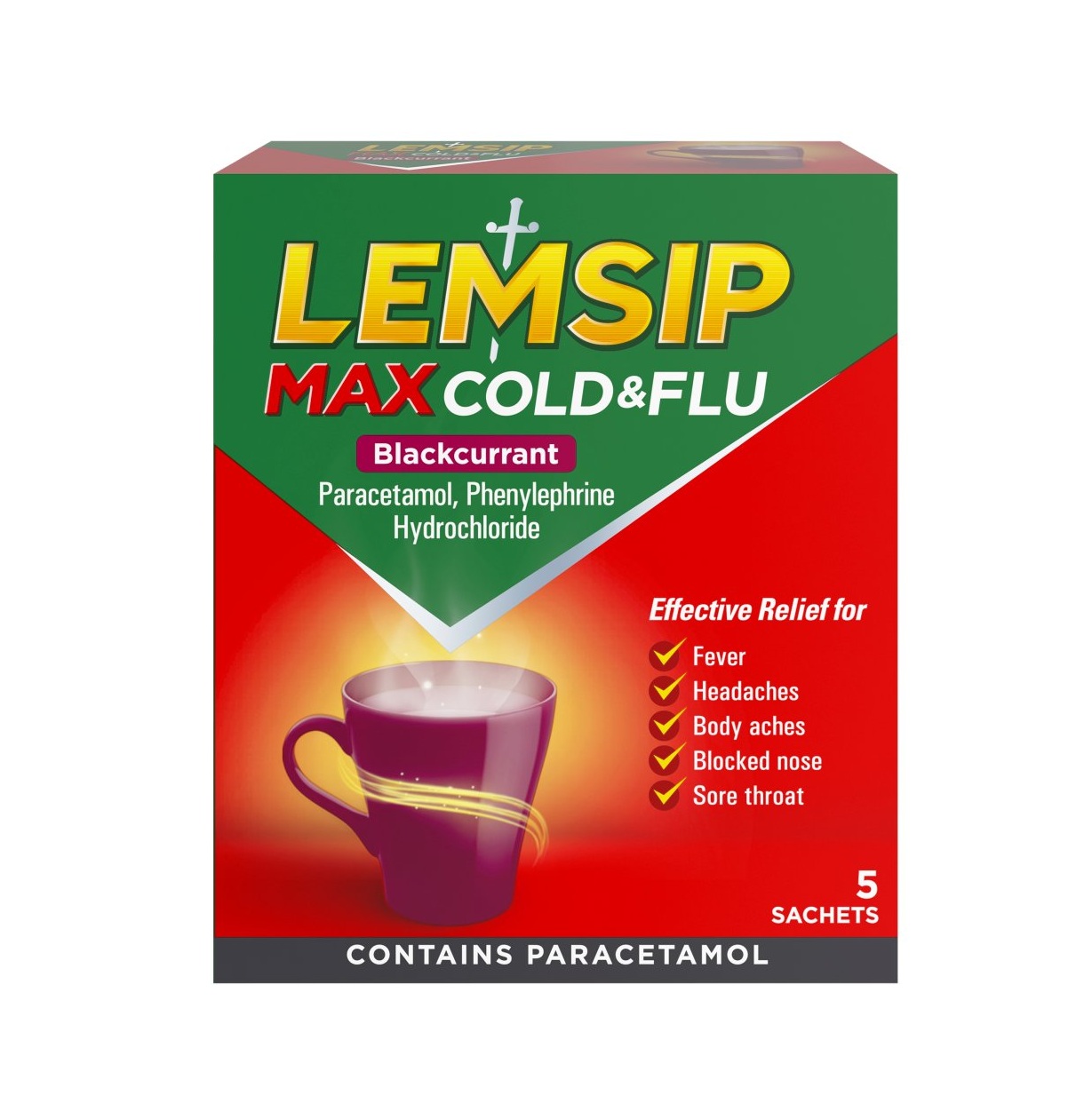 Lemsip Max Cold And Flu Blackcurrant - 5 Sachets