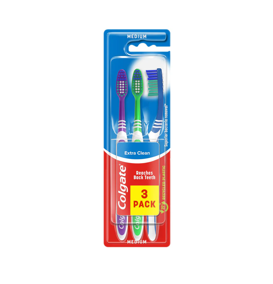 Colgate Extra Clean Medium Toothbrush - 3 Pack