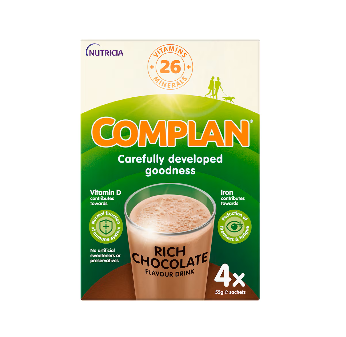 Complan Chocolate Nutritional Drink Sachets - 4 x 55g