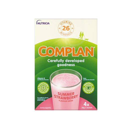 Complan Strawberry Nutritional Drink Sachets - 4 x 55g