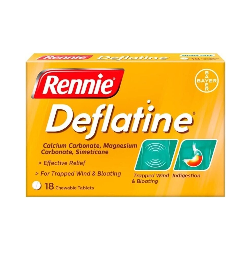 Rennie Deflatine Sugar Free Mint - 18 Tablets