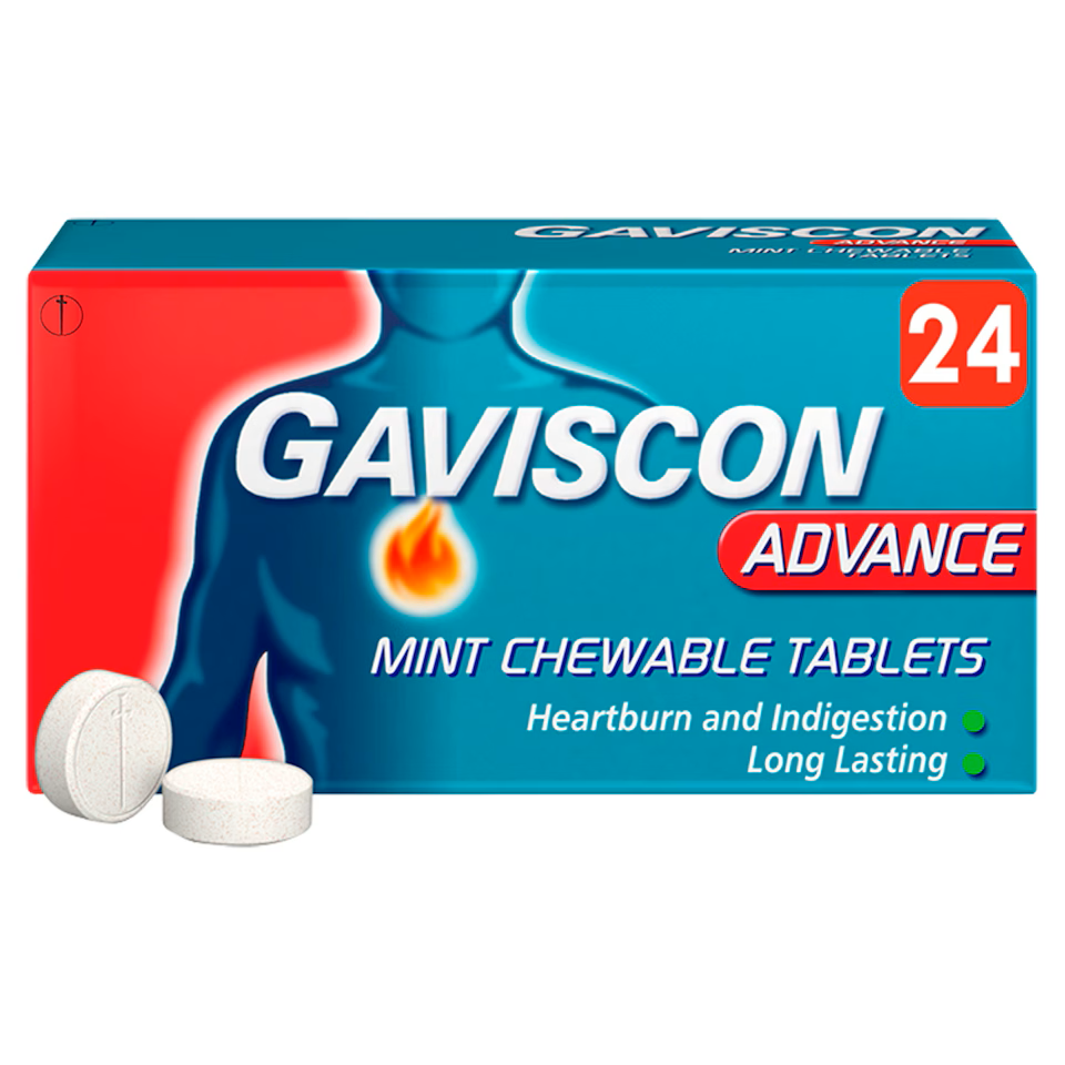 Gaviscon Advance Mint Chewable Tablets - 24 Tablets