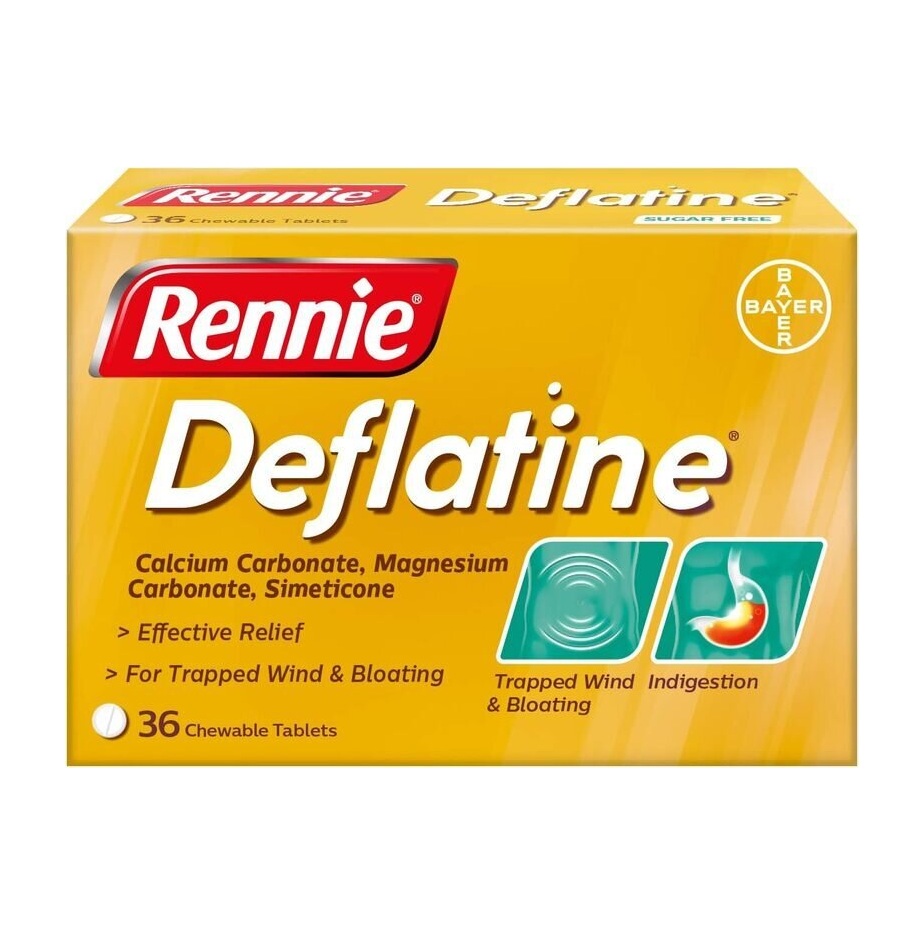 Rennie Deflatine Sugar Free Mint - 36 Tablets