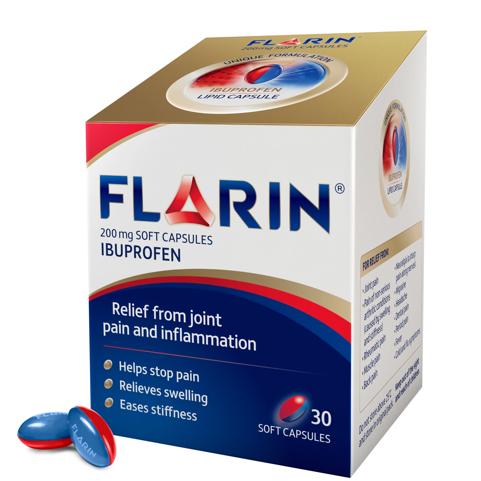 Flarin Lipid Ibuprofen - 200mg - 30 Soft Capsules