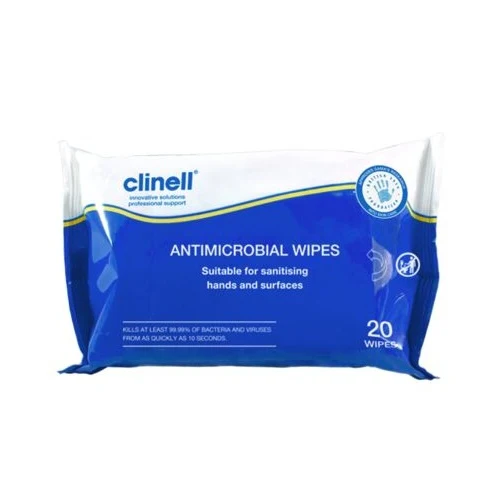 Clinell Antimicrobial Hand and Surface Wipes - 20 Wipes
