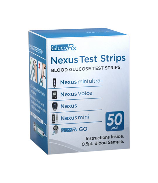 GlucoRx Nexus Testing Strips - Pack of 50 Strips