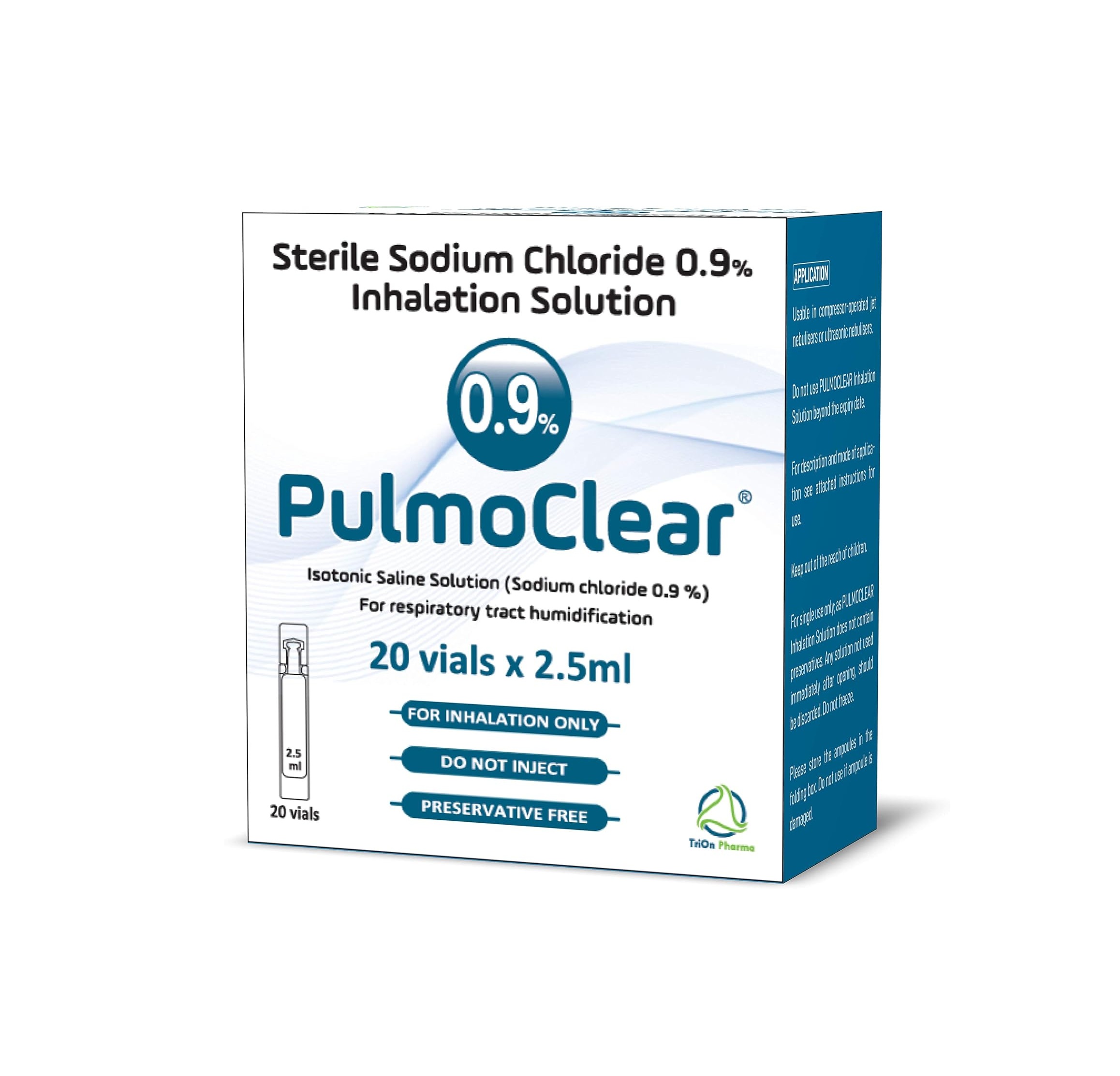 PULMOCLEAR Sterile Isotonic 0.9% Sodium Chloride 20 X 2.5 ml Saline Solution