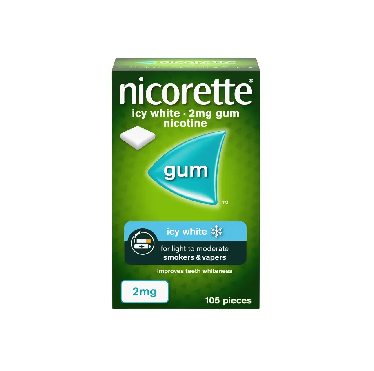 Nicorette Icy White Gum 2mg - 105 Pieces