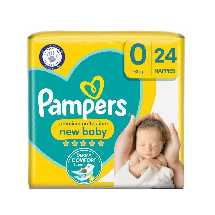 Pampers® New Baby Size 0 Nappies (1–2.5kg) Carry - Pack 24