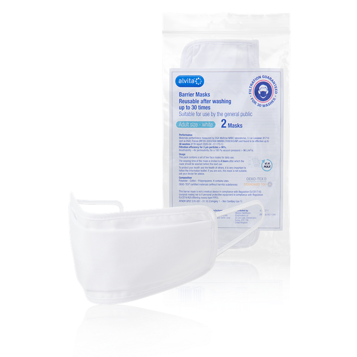 Alvita Barrier Face Mask Adult (Reusable) | 2 Pack