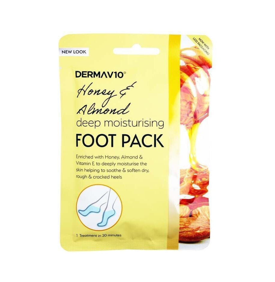 Derma V10 Honey & Almond Deep Moisturising Foot Packs (1 Pair)